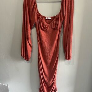 Vestique Terracotta Long Sleeve Dress